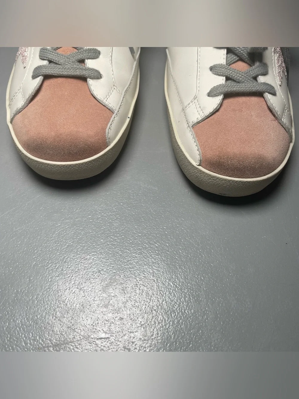 Golden Goose White Sneakers with Pink Star and Blue Glitter Heel Size 38 - Picture 4 of 8